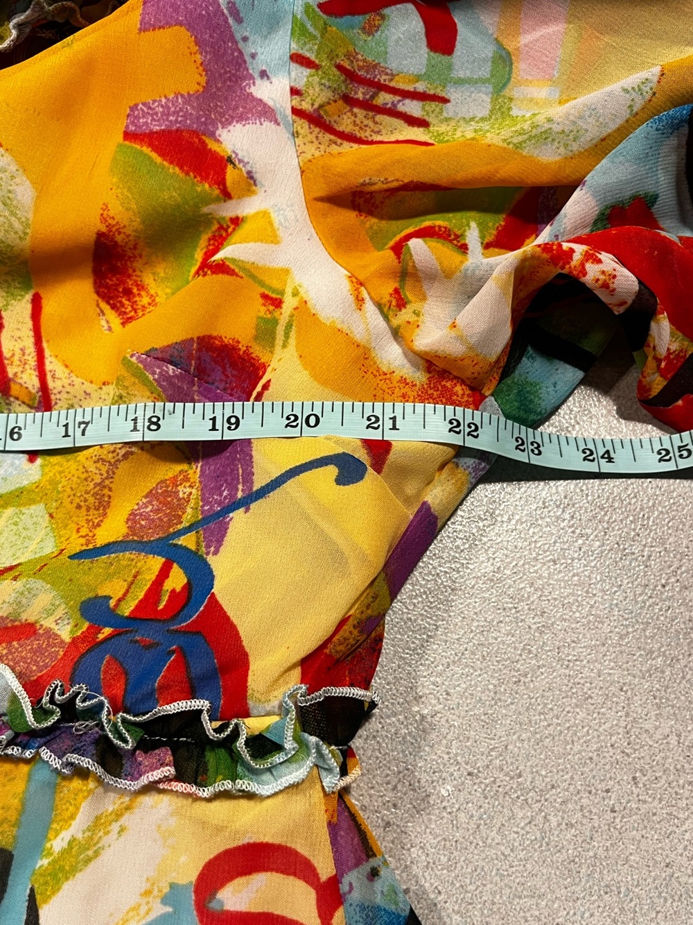 Truth NYC Colorful Abstract Print Tiered Ruffle Boho Dress V-Neck Lined Size 1X - Picture 10 of 11